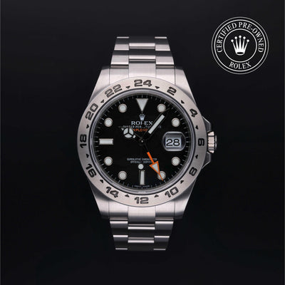 Rolex Certified Pre-owned GMT M216570-0002 front on black background
