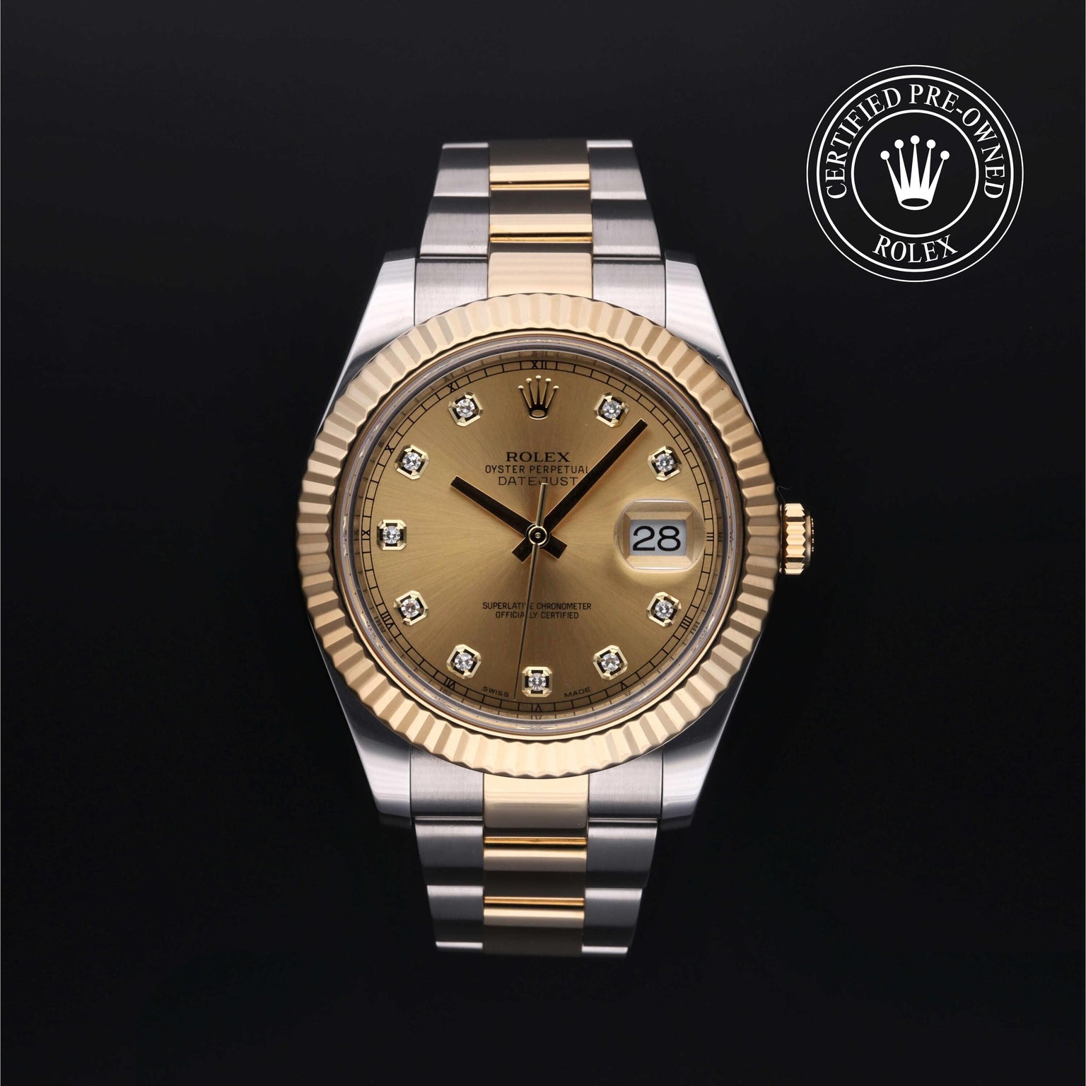 Rolex Certified Pre-owned Datejust M116333-0007 front on black background