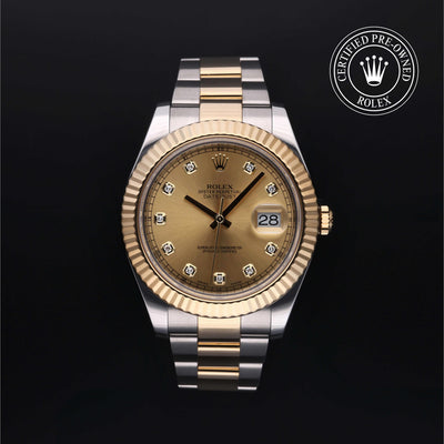 Rolex Certified Pre-owned Datejust M116333-0007 front on black background