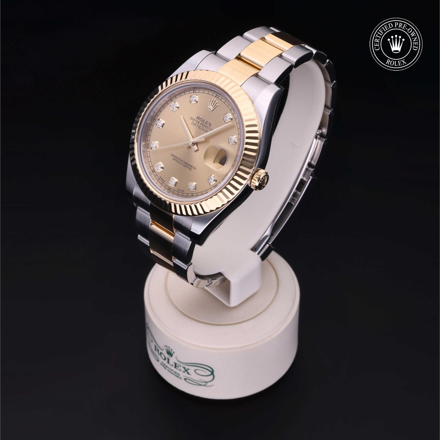 Rolex Certified Pre-owned Datejust M116333-0007 front on black background