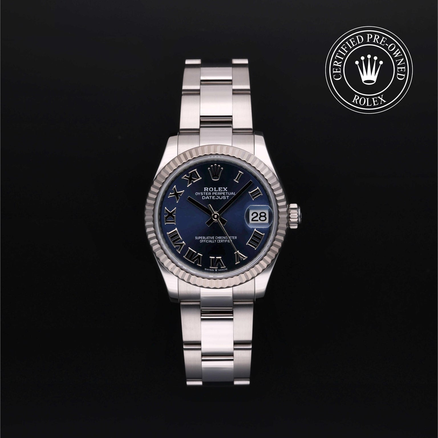 Rolex Certified Pre-owned Lady Datejust M278274-0033 front on black background