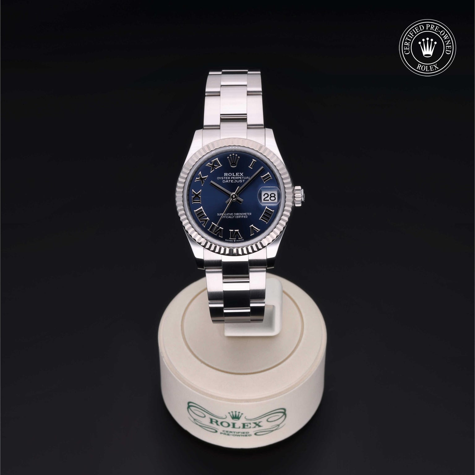 Rolex Certified Pre-owned Lady Datejust M278274-0033 front on black background