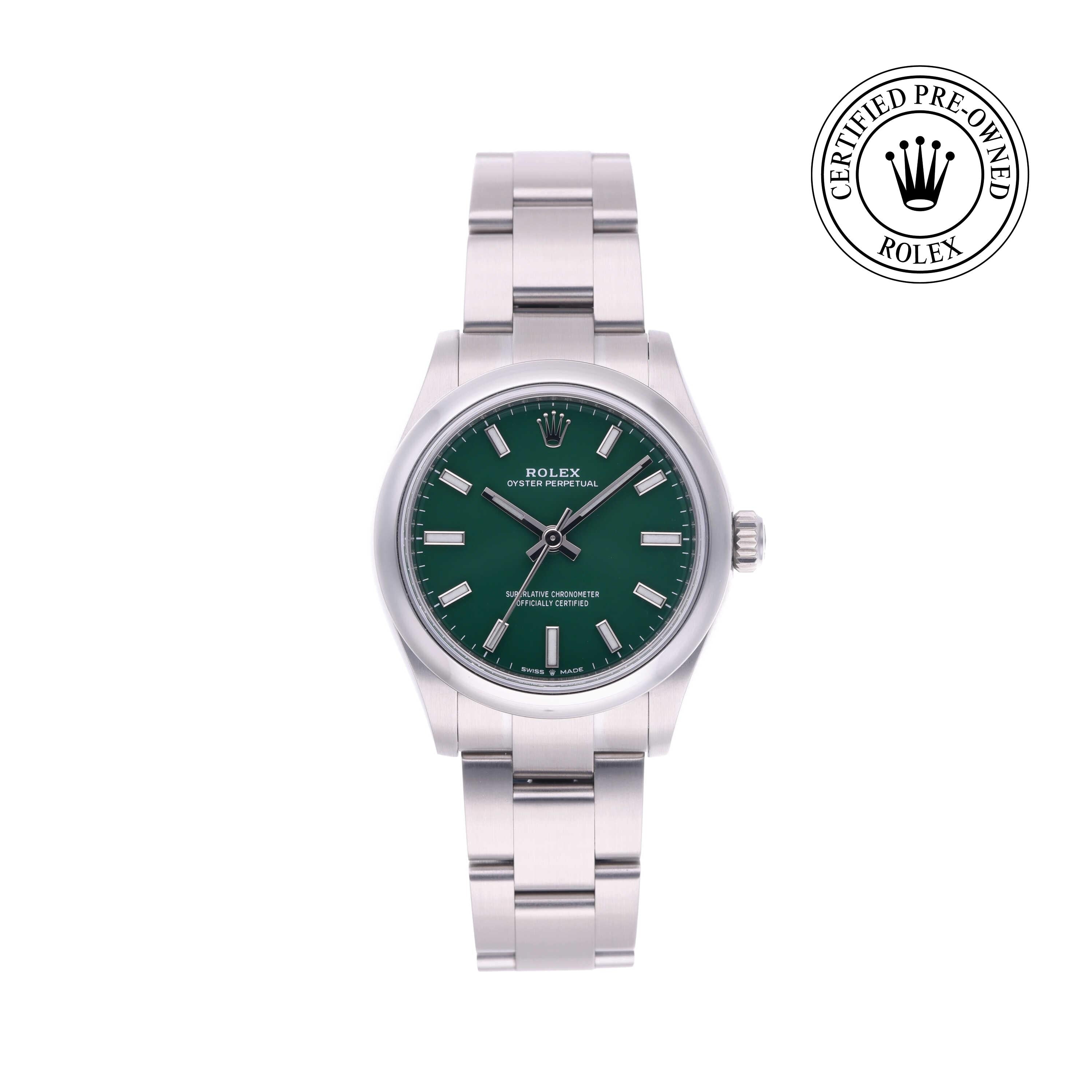 Rolex Certified Pre-owned Oyster Perpetual M277200-0006 front on white background