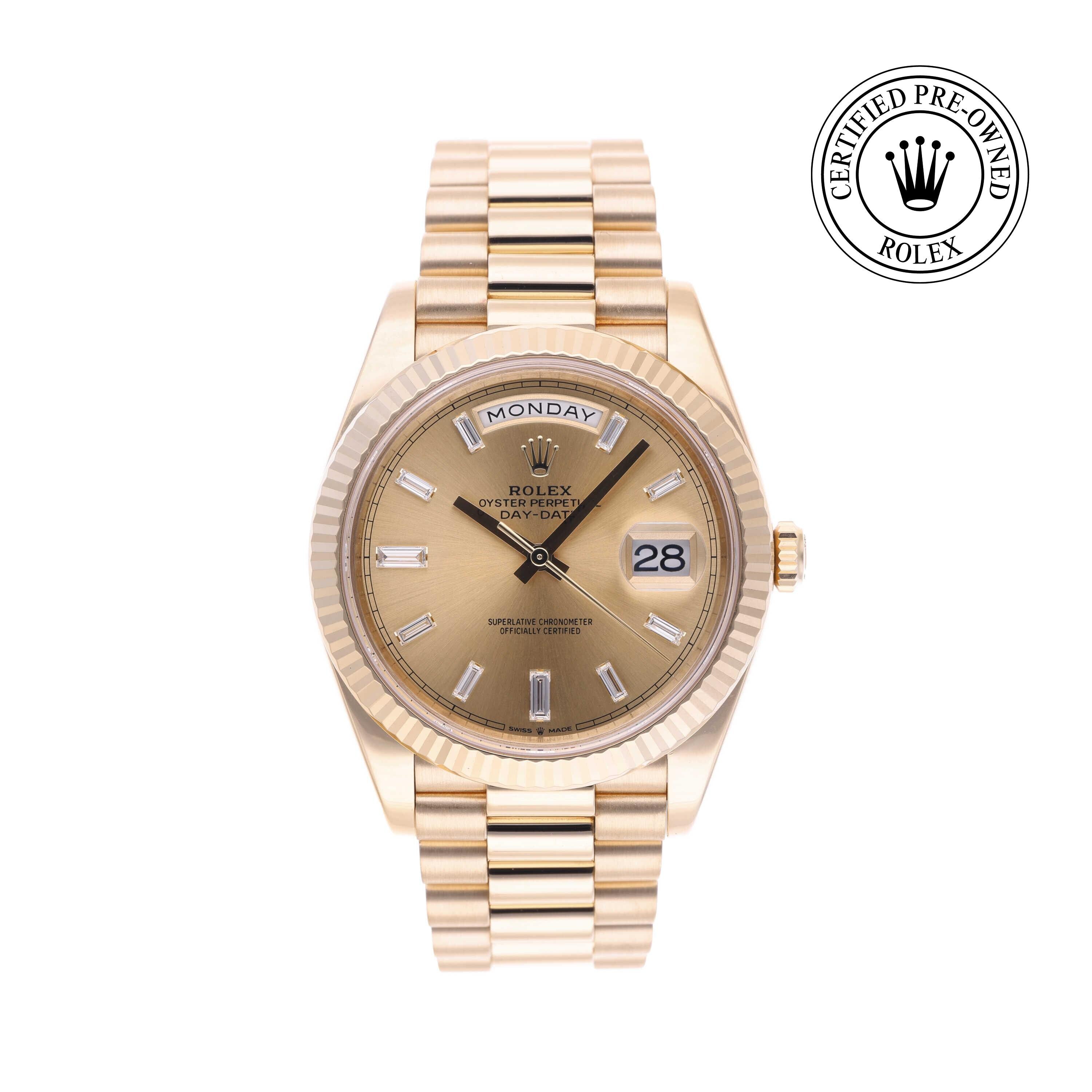 Rolex Certified Pre-owned Day-date M228238-0003 front on white background