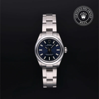 Rolex Certified Pre-owned Oyster Perpetual M276200-0003 front on black background