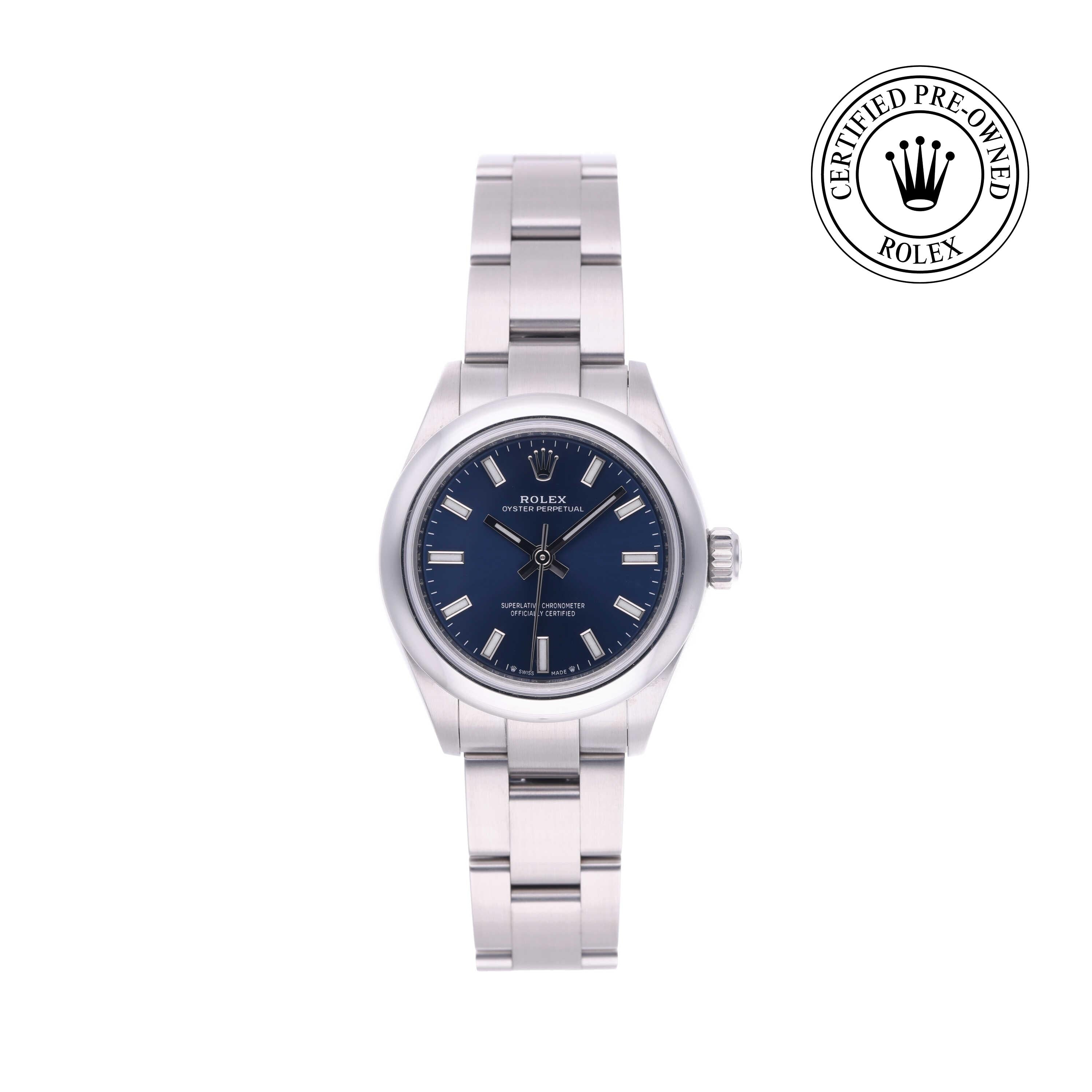 Rolex Certified Pre-owned Oyster Perpetual M276200-0003 front on white background