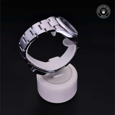 Rolex Certified Pre-owned Oyster Perpetual M124200-0003 front on black background
