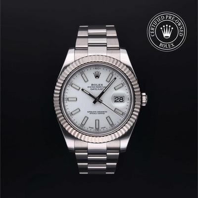 Rolex Certified Pre-owned Datejust M116334-0006 front on black background