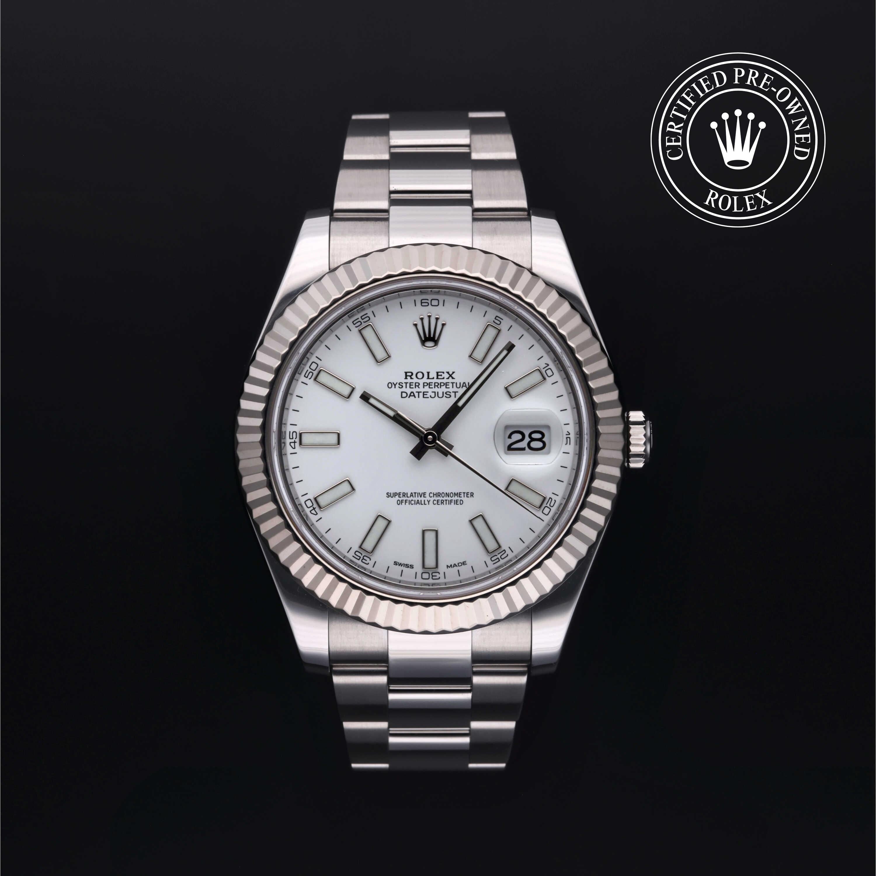 Rolex Certified Pre-owned Datejust M116334-0006 front on black background