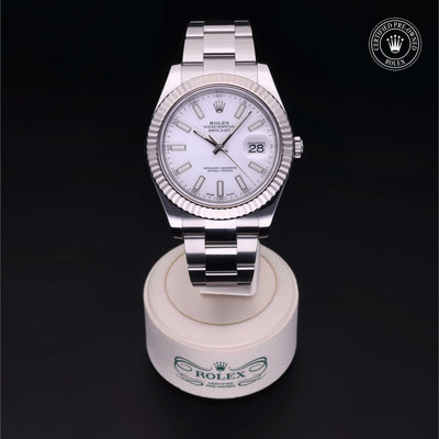 Rolex Certified Pre-owned Datejust M116334-0006 front on black background