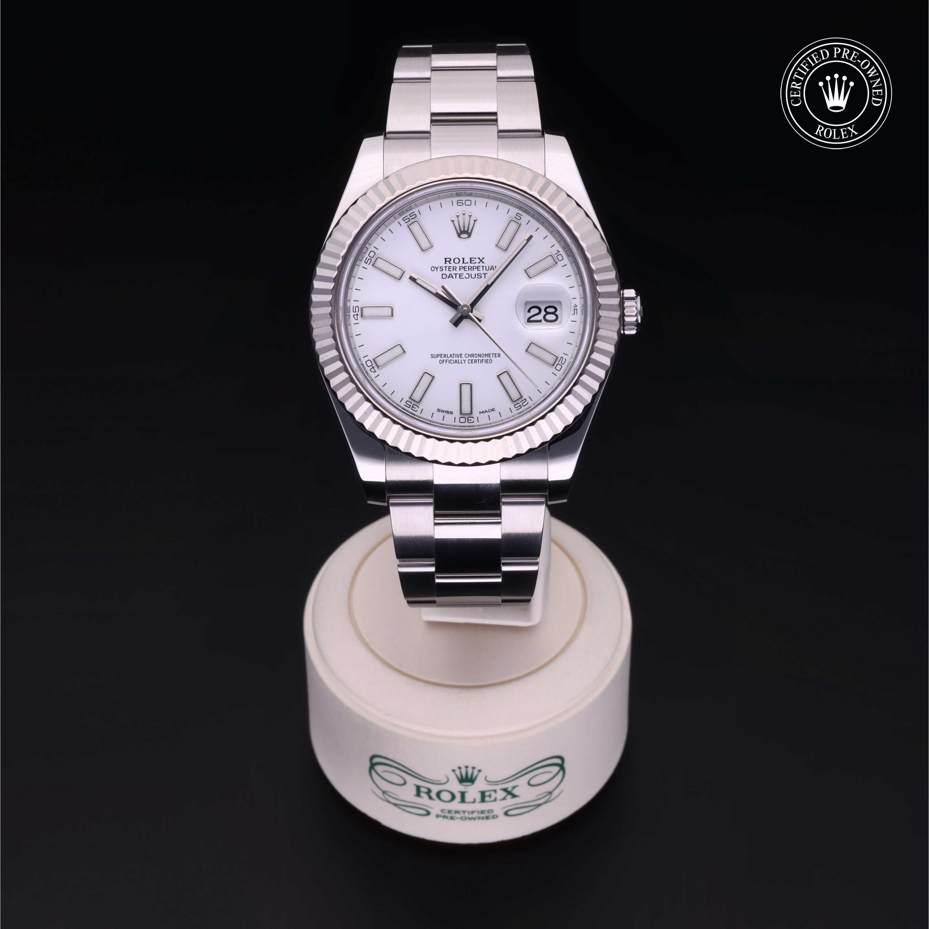 Rolex Certified Pre-owned Datejust M116334-0006 front on black background
