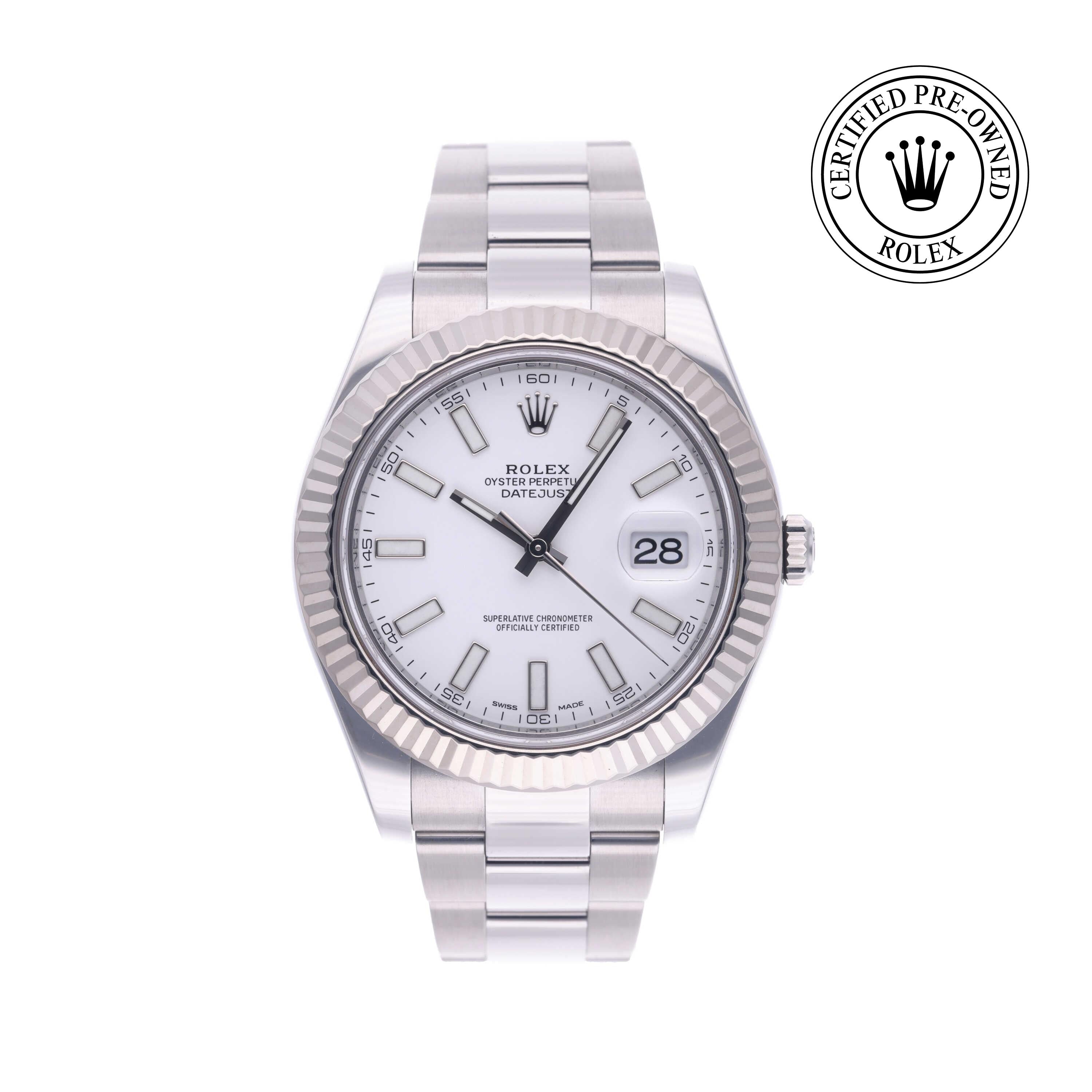 Rolex Certified Pre-owned Datejust M116334-0006 front on white background