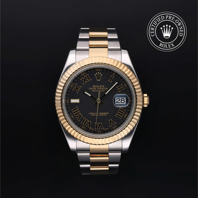 Rolex Certified Pre-owned Datejust M116333-0002 front on black background