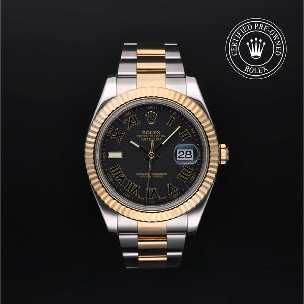Rolex Certified Pre-owned Datejust M116333-0002 front on black background