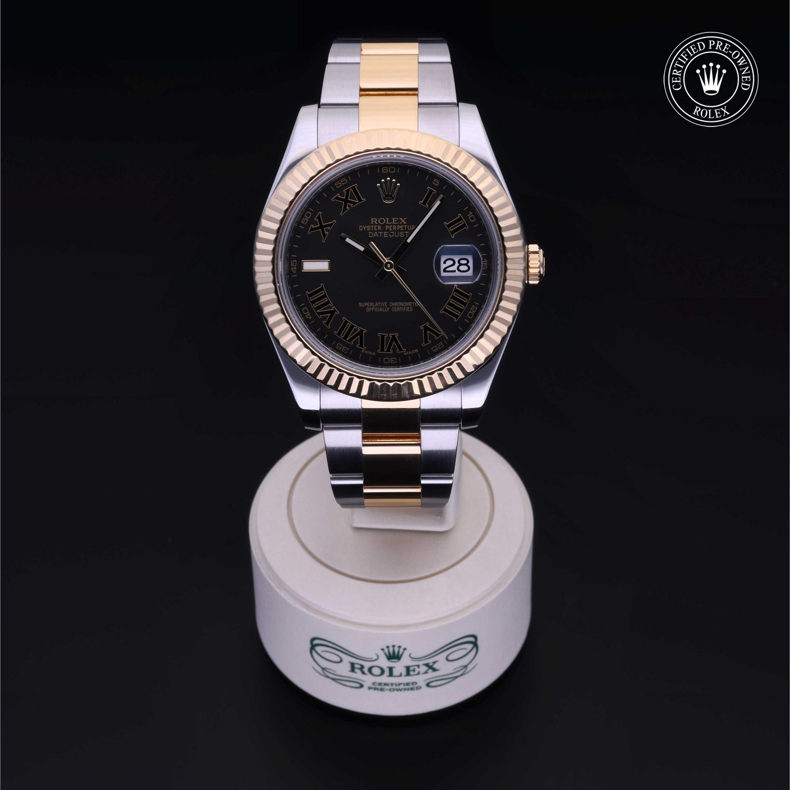 Rolex Certified Pre-owned Datejust M116333-0002 front on black background