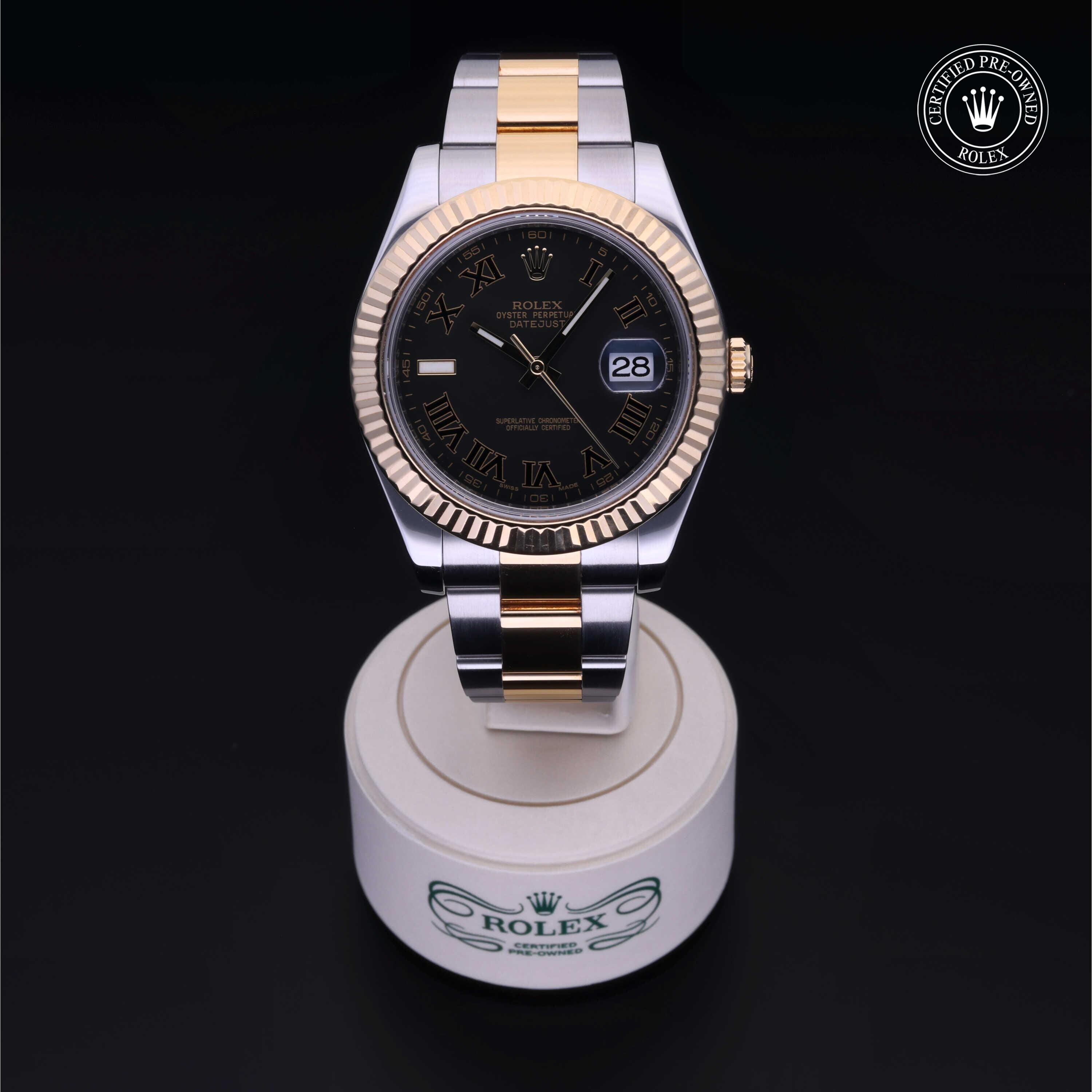 Rolex Certified Pre-owned Datejust M116333-0002 front on black background