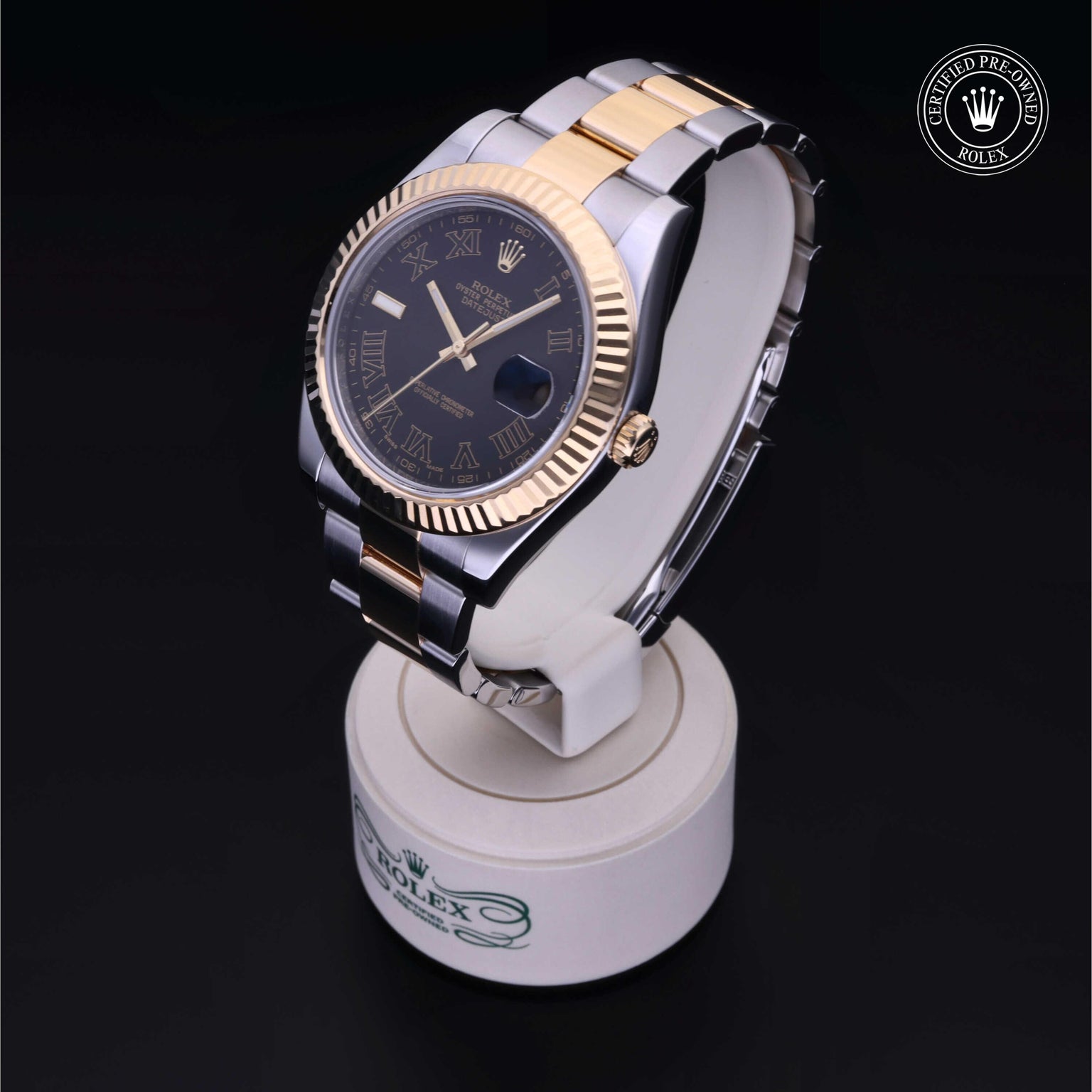 Rolex Certified Pre-owned Datejust M116333-0002 front on black background