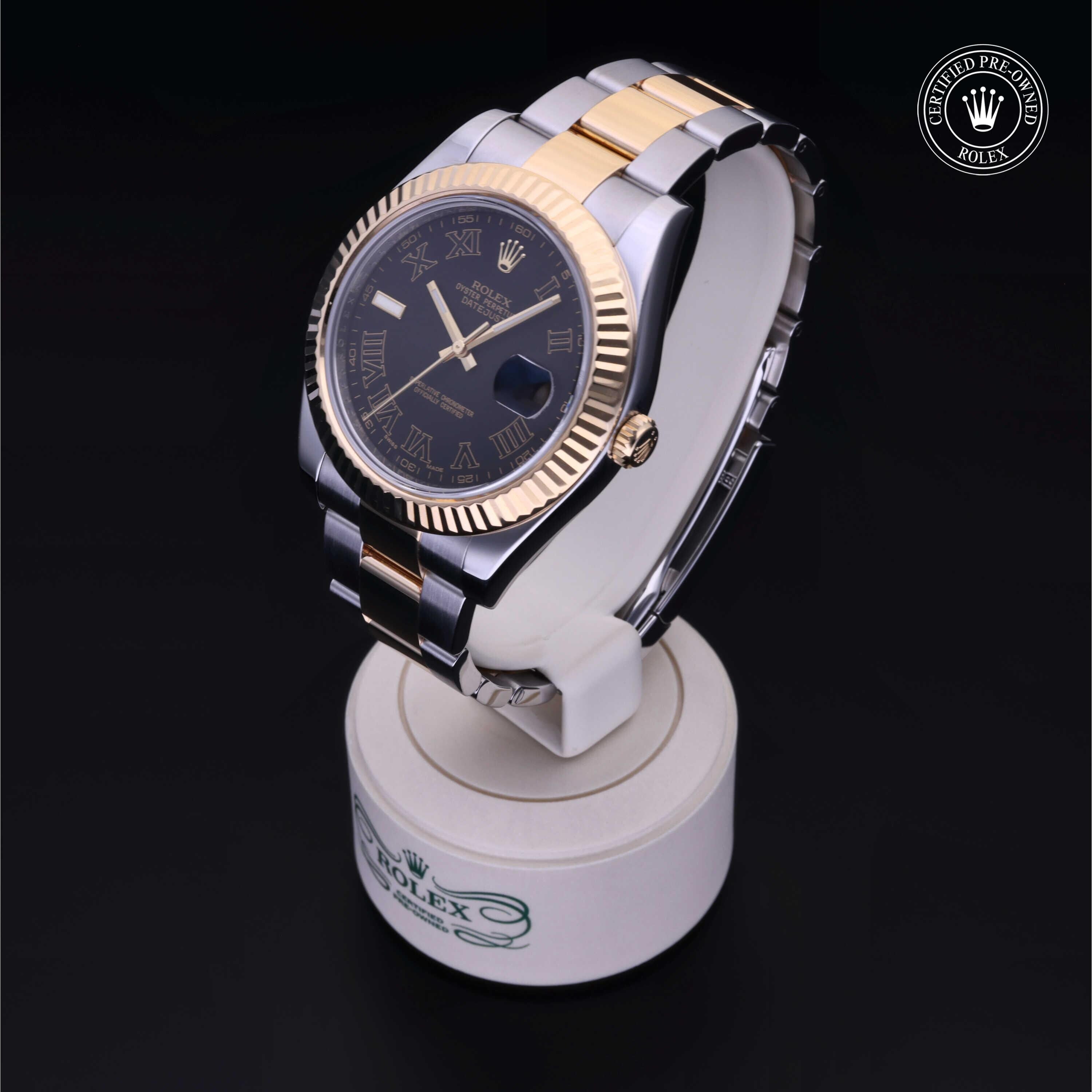 Rolex Certified Pre-owned Datejust M116333-0002 front on black background