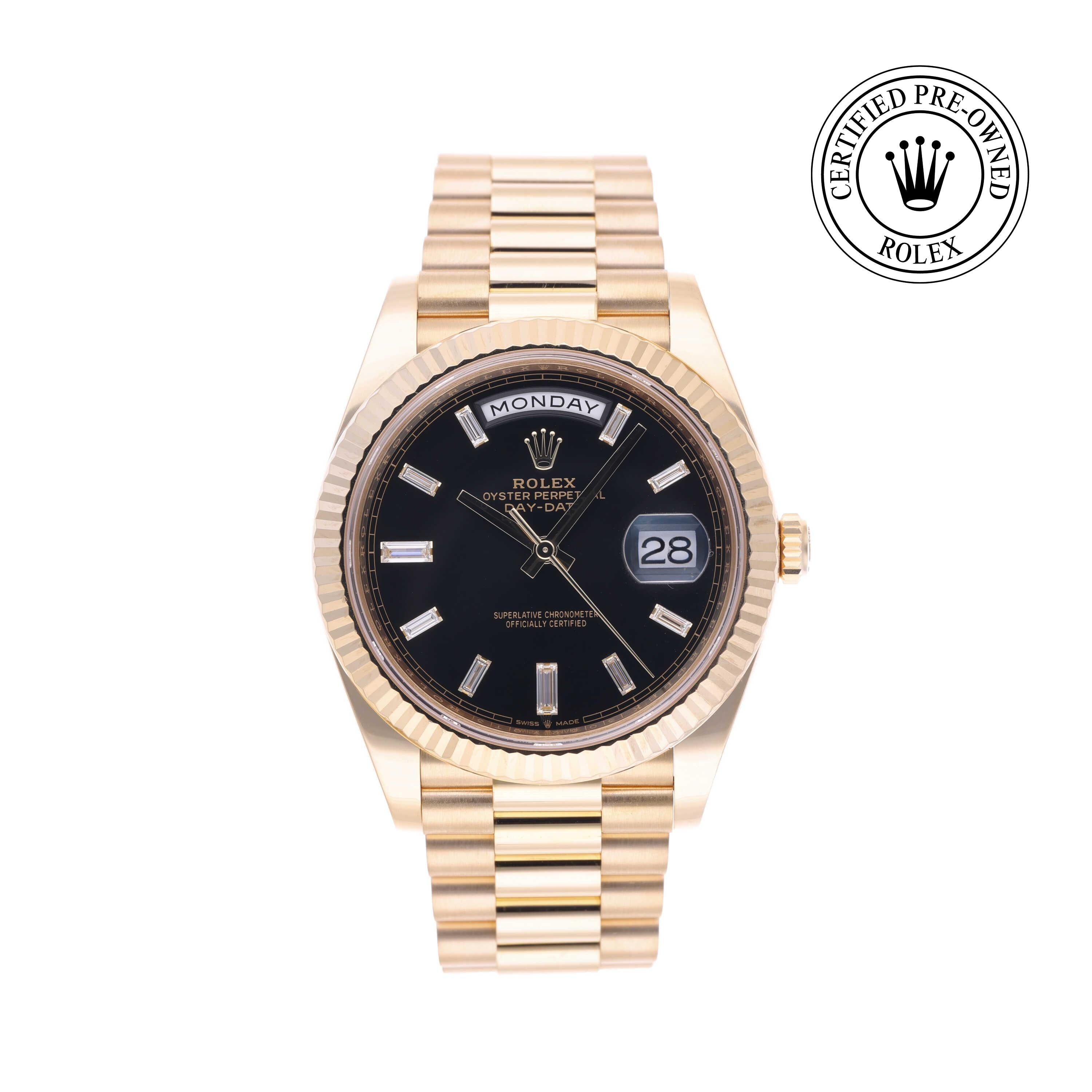 Rolex Certified Pre-owned Day-date M228238-0004 front on white background