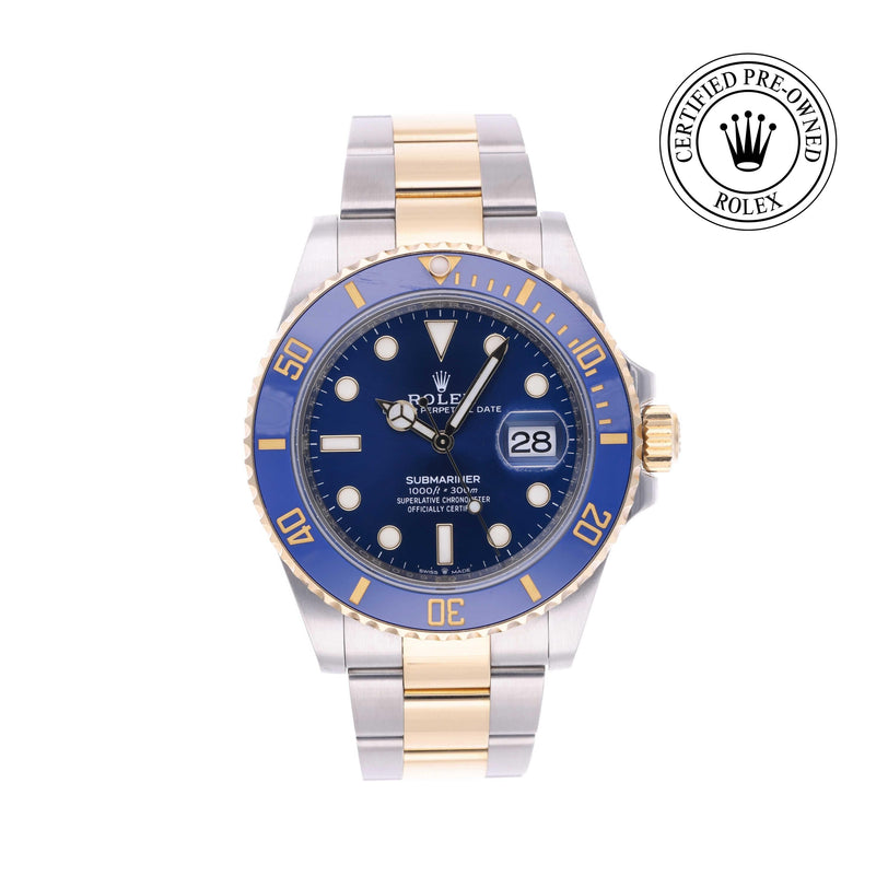 Rolex Certified Pre-owned Submariner M126613LB-0002 front on white background