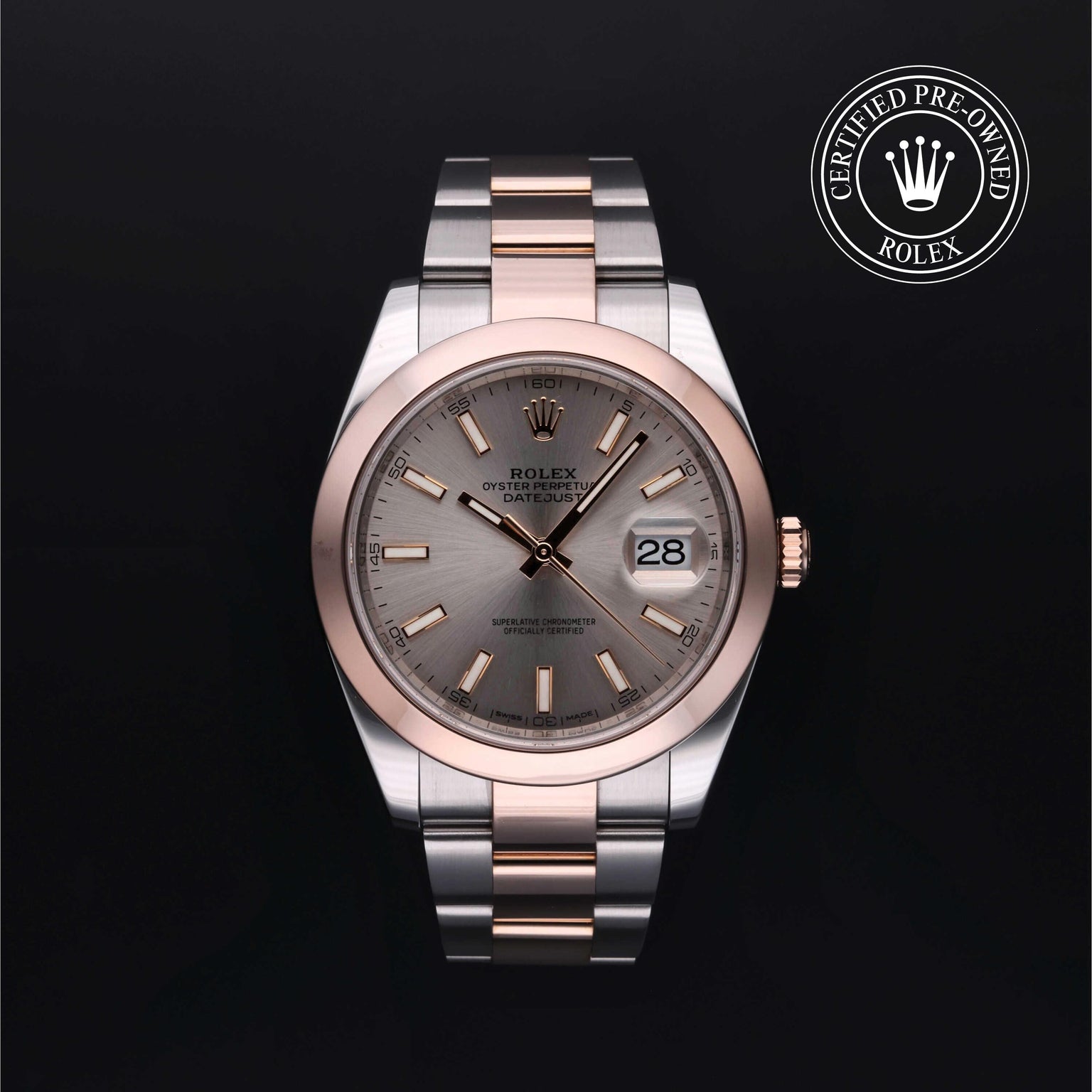 Rolex Certified Pre-owned Datejust M126301-0009 front on black background