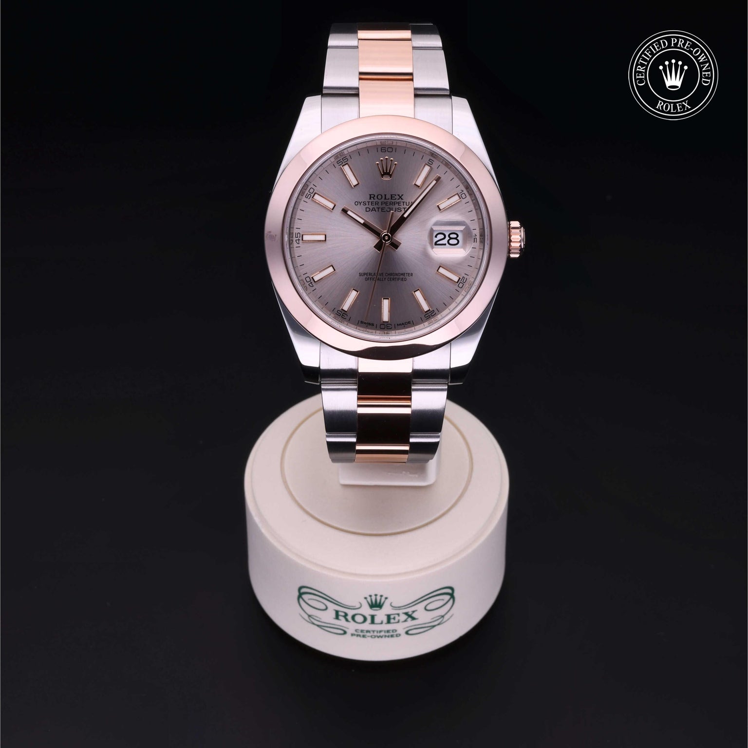 Rolex Certified Pre-owned Datejust M126301-0009 front on black background