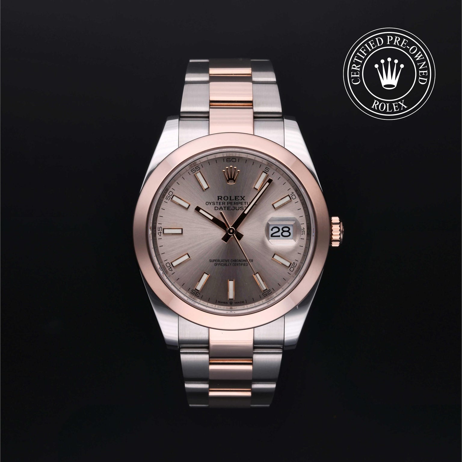Rolex Certified Pre-owned Datejust M126301-0002 front on black background