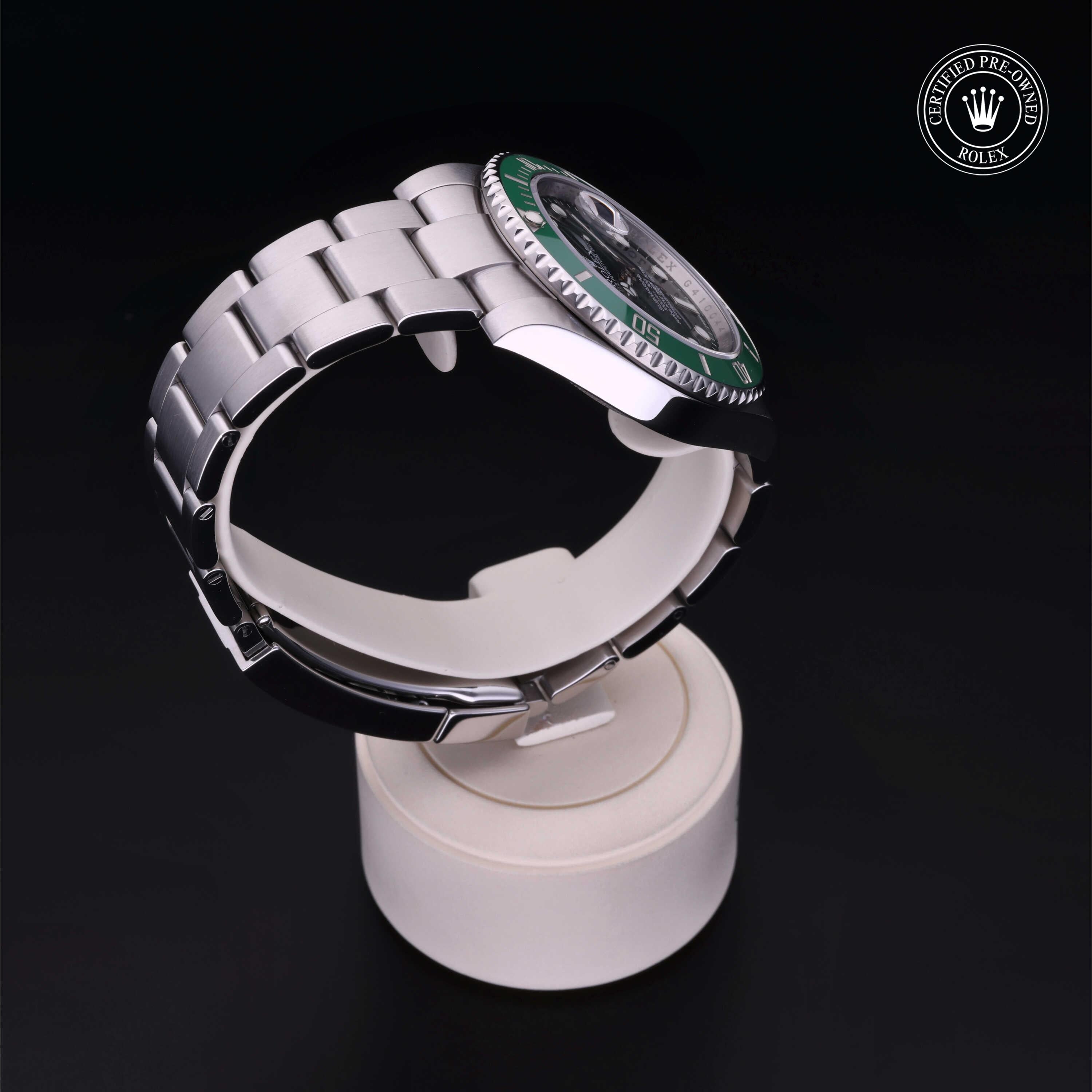 Rolex Certified Pre-owned Submariner M116610LV-0002 front on black background