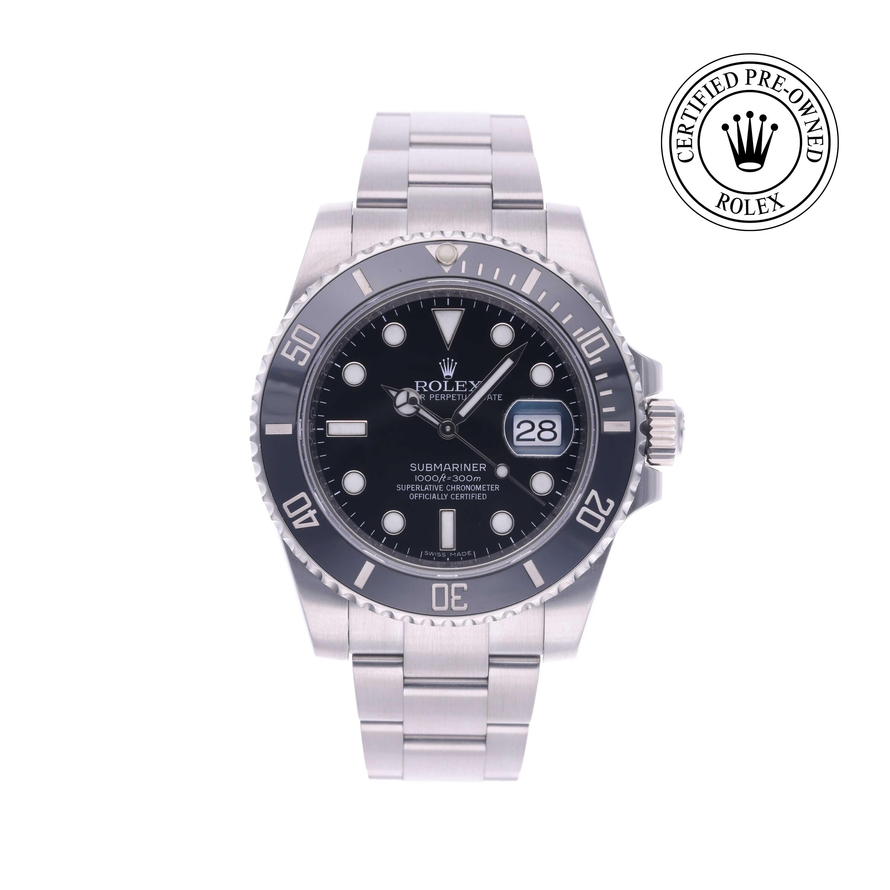 Rolex Certified Pre-owned Submariner M116610LN-0001 front on white background