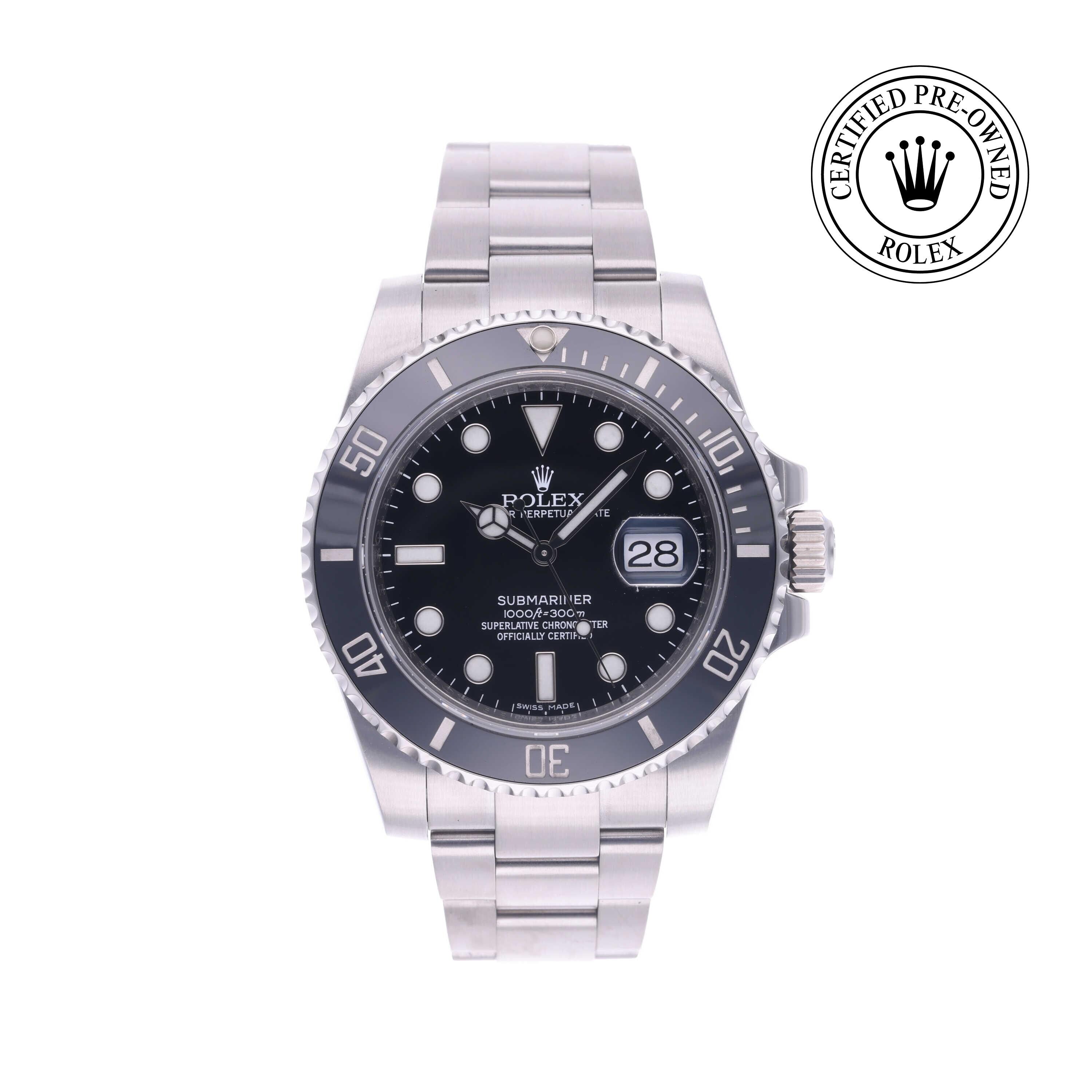 Rolex Certified Pre-owned Submariner M116610LN-0001 front on white background