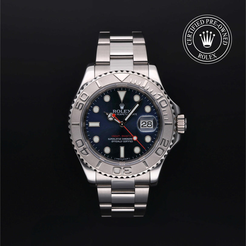 Rolex Certified Pre-owned Yacht-Master M116622-0001 front on black background