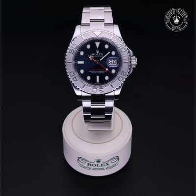 Rolex Certified Pre-owned Yacht-Master M116622-0001 front on black background