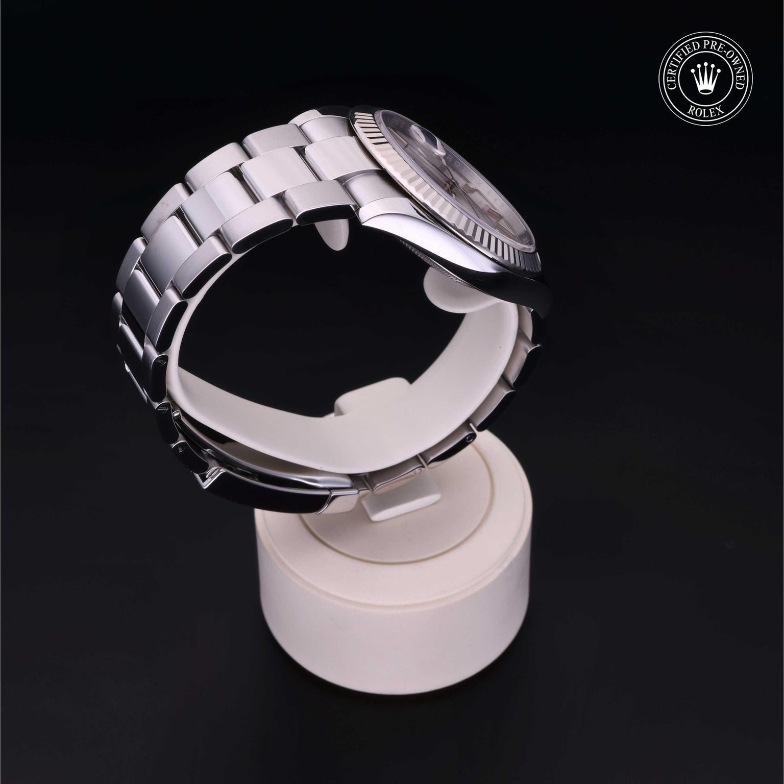 Rolex Certified Pre-owned Datejust M126334-0003 front on black background