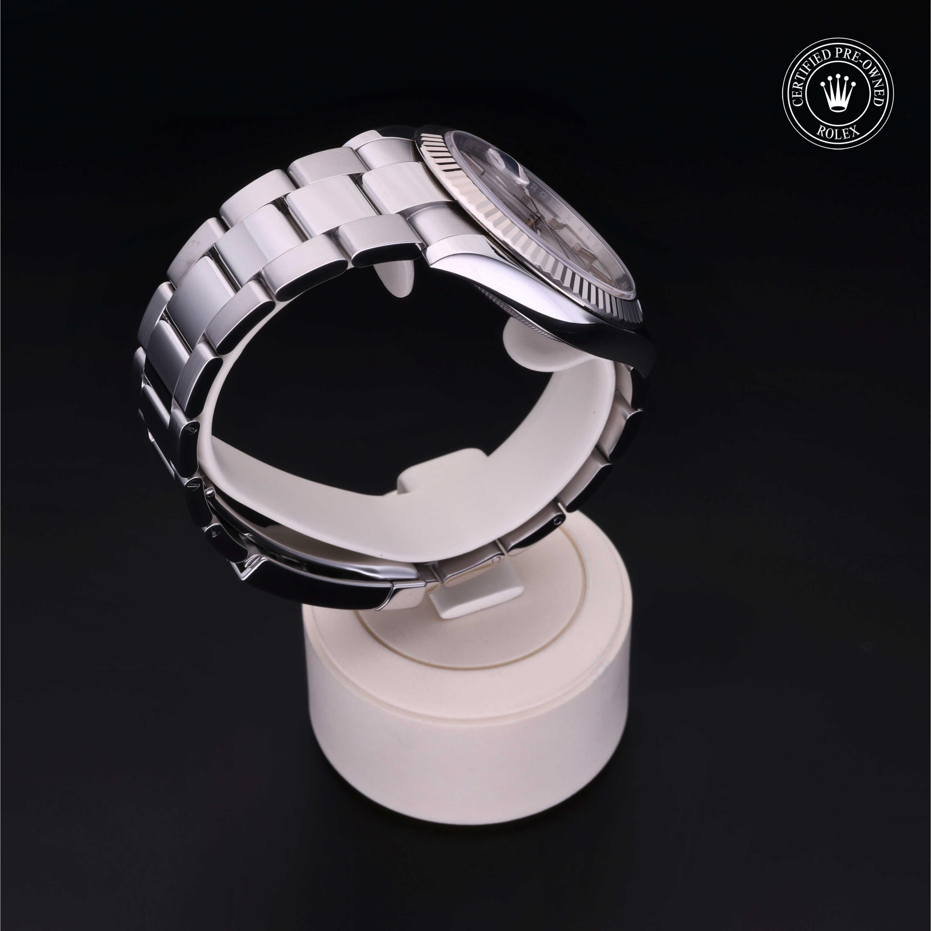 Rolex Certified Pre-owned Datejust M126334-0003 front on black background