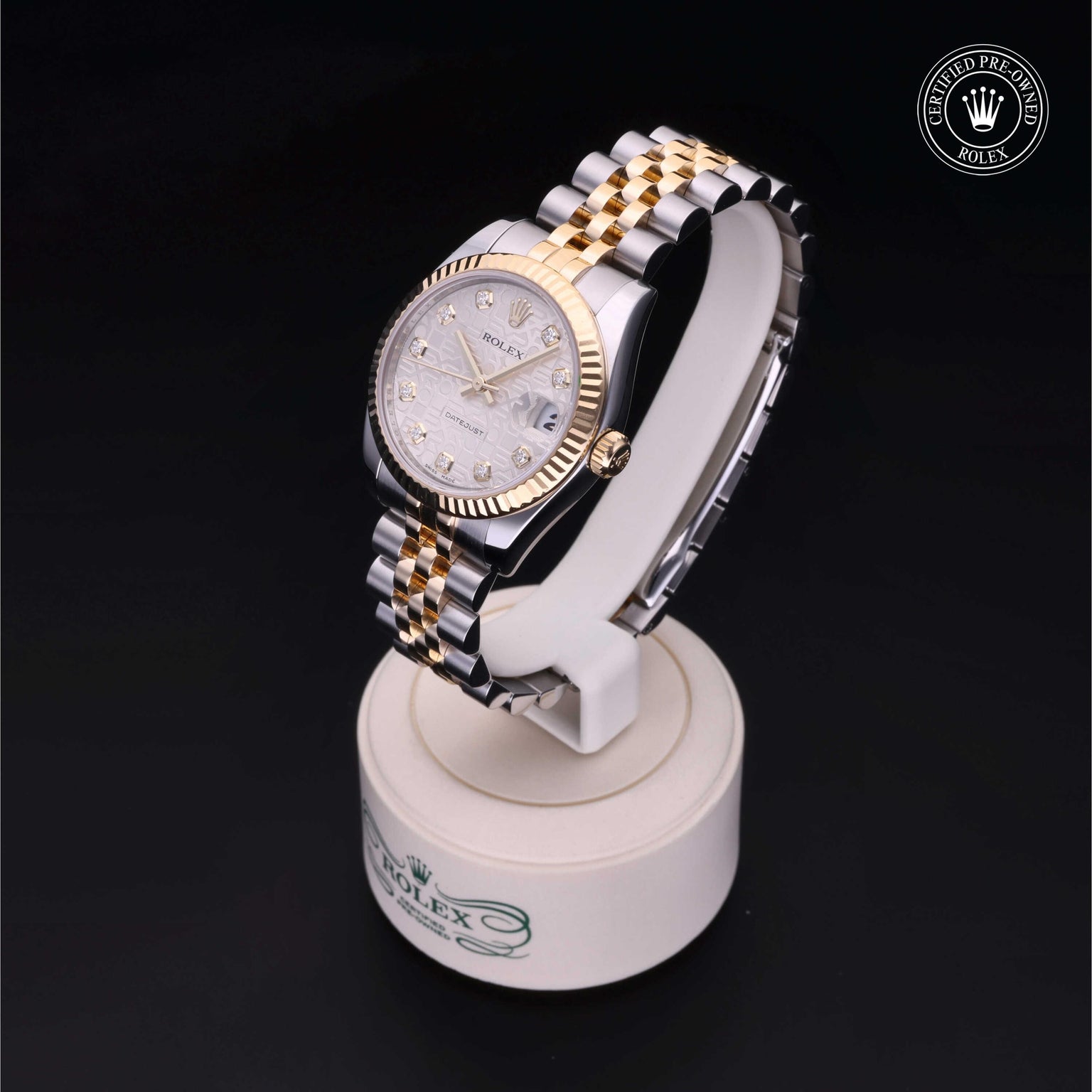 Rolex Certified Pre-owned Lady Datejust M178273-0006 front on black background