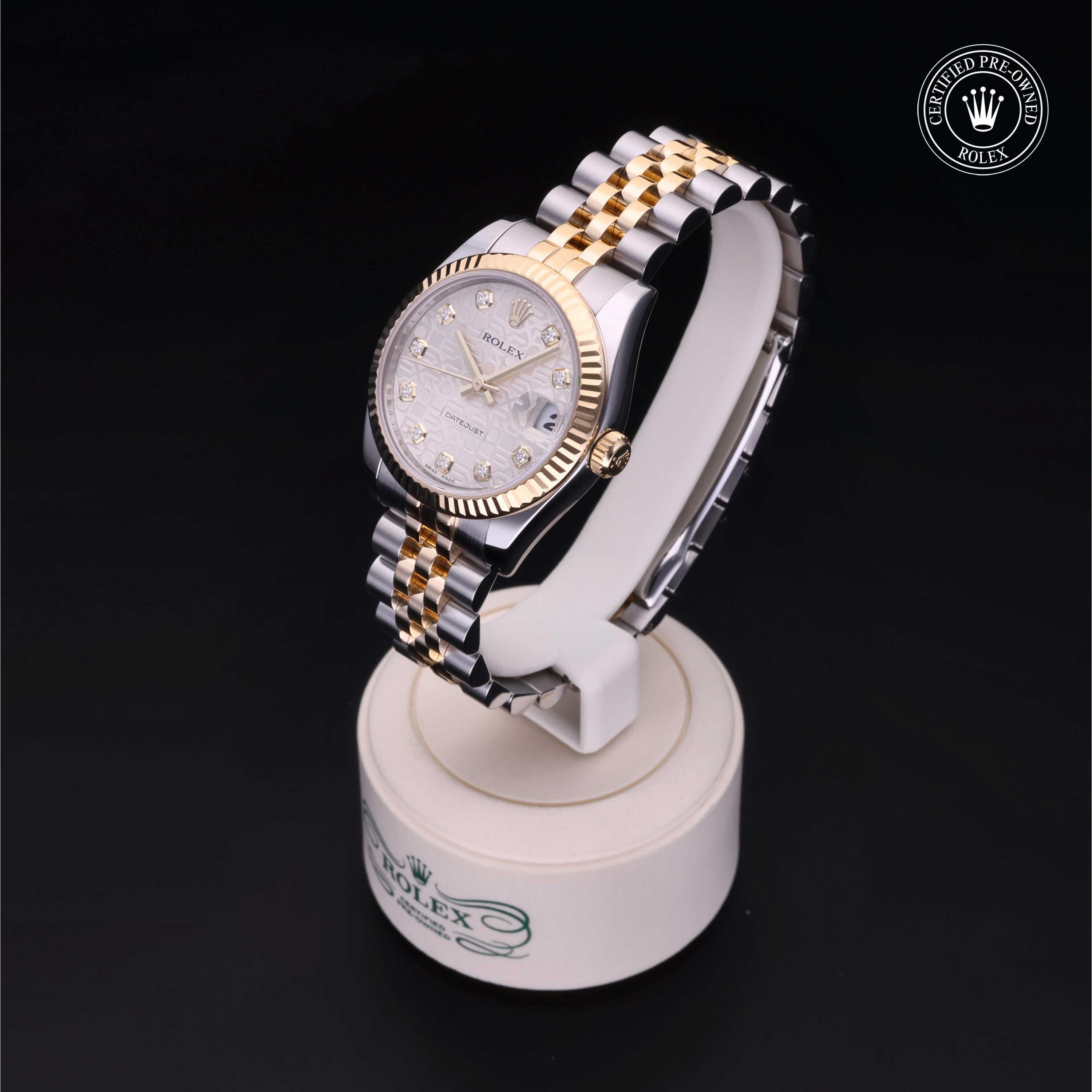 Rolex Certified Pre-owned Lady Datejust M178273-0006 front on black background
