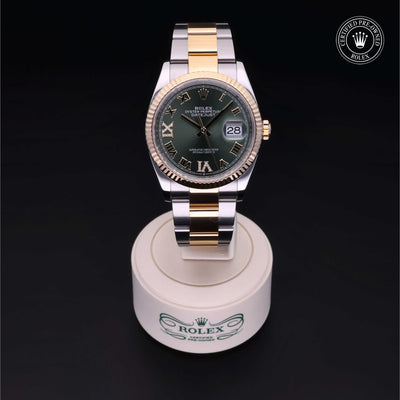 Rolex Certified Pre-owned Datejust M126233-0026 front on black background