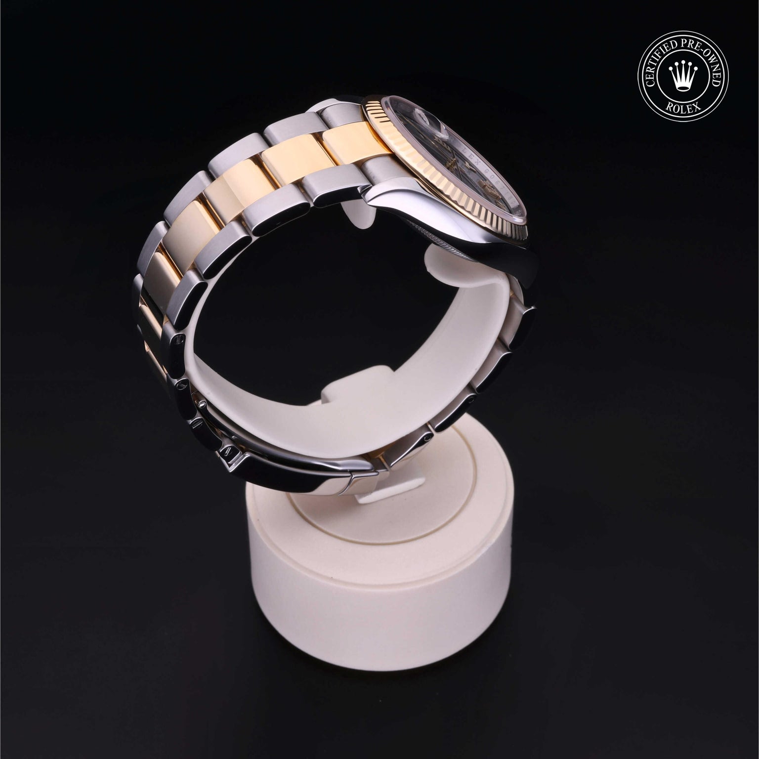 Rolex Certified Pre-owned Datejust M126233-0026 front on black background