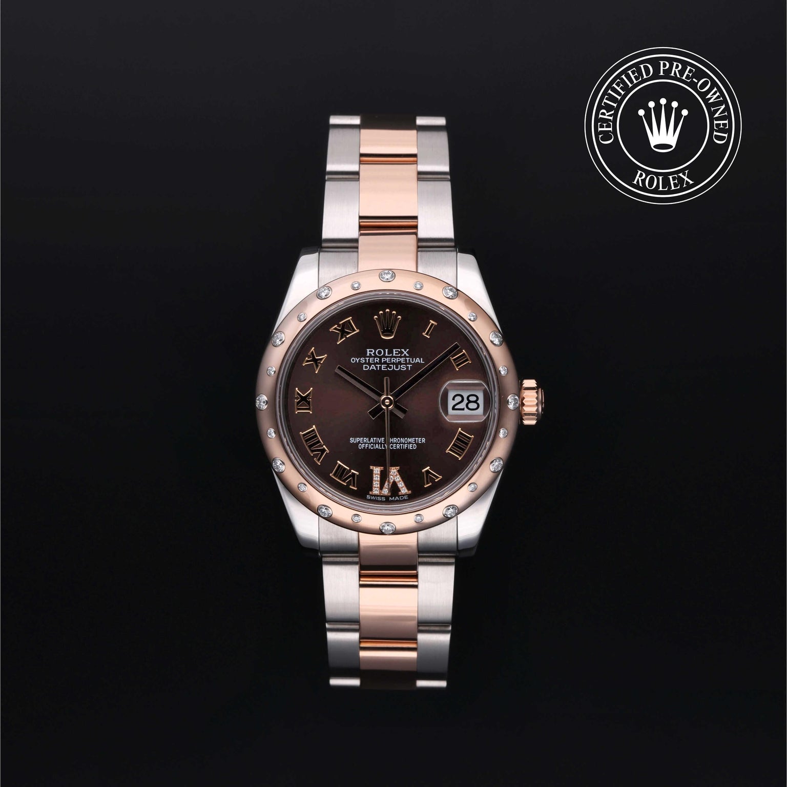 Rolex Certified Pre-owned Lady Datejust M178341-0010 front on black background