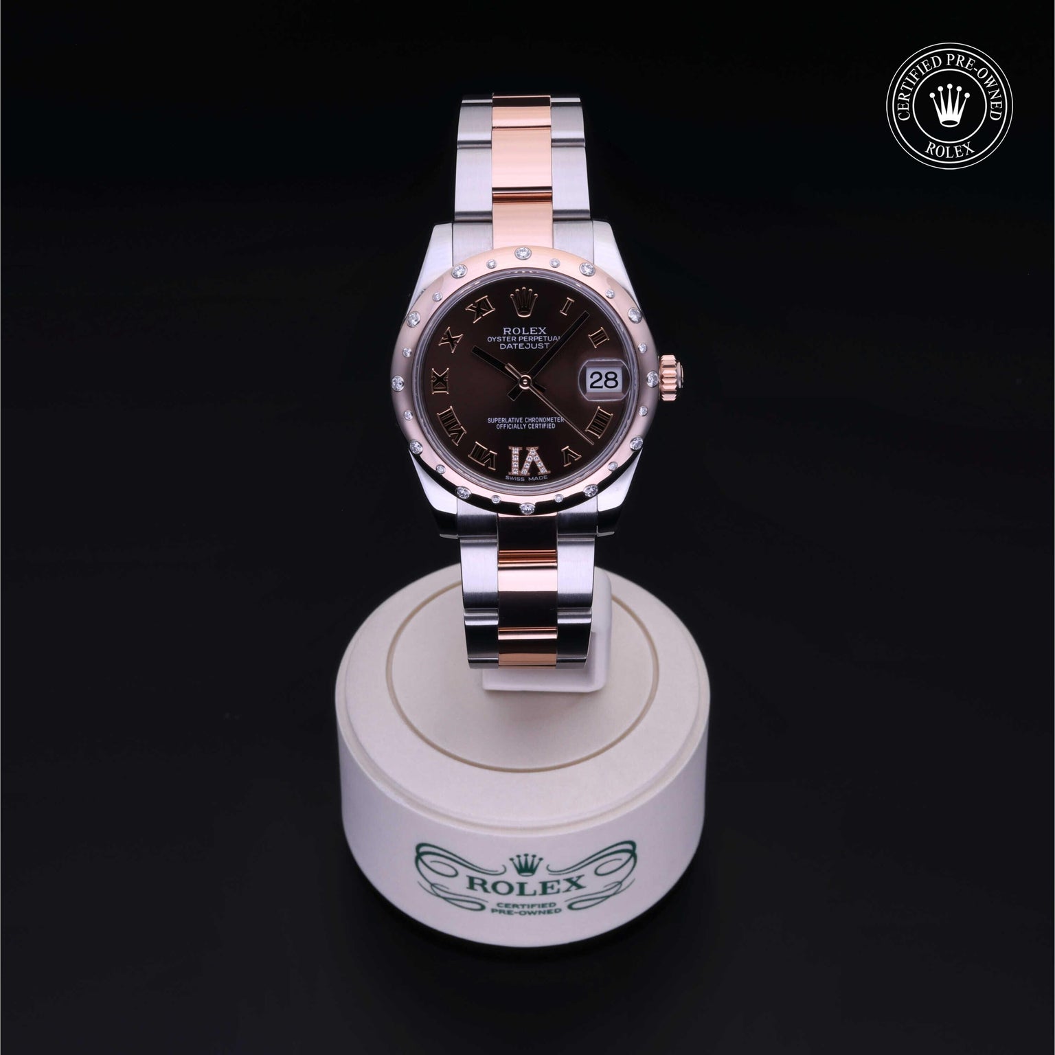 Rolex Certified Pre-owned Lady Datejust M178341-0010 front on black background