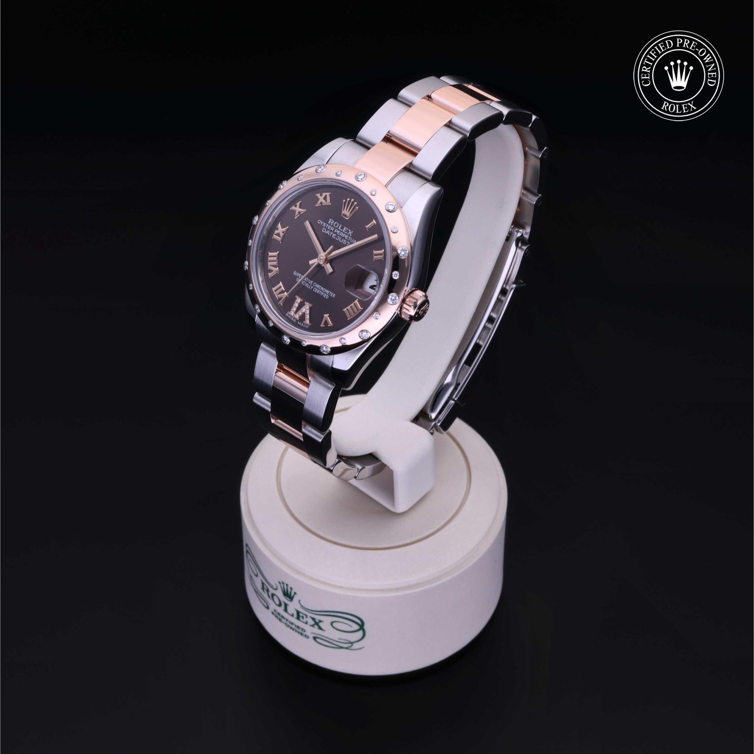 Rolex Certified Pre-owned Lady Datejust M178341-0010 front on black background