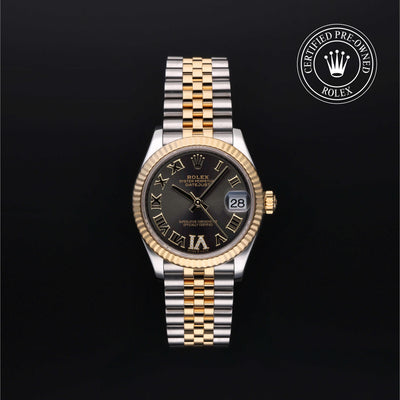 Rolex Certified Pre-owned Lady Datejust M278273-0018 front on black background