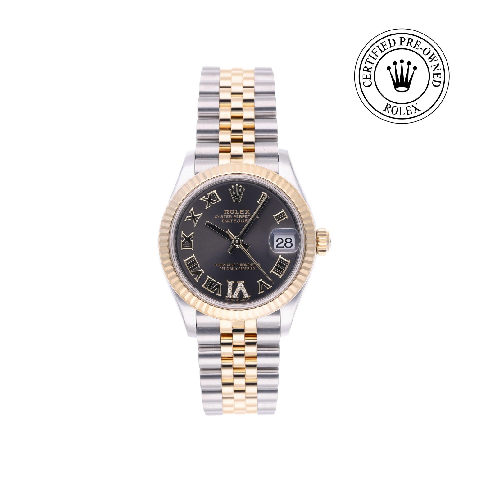 Rolex Certified Pre-owned Lady Datejust M278273-0018 front on white background