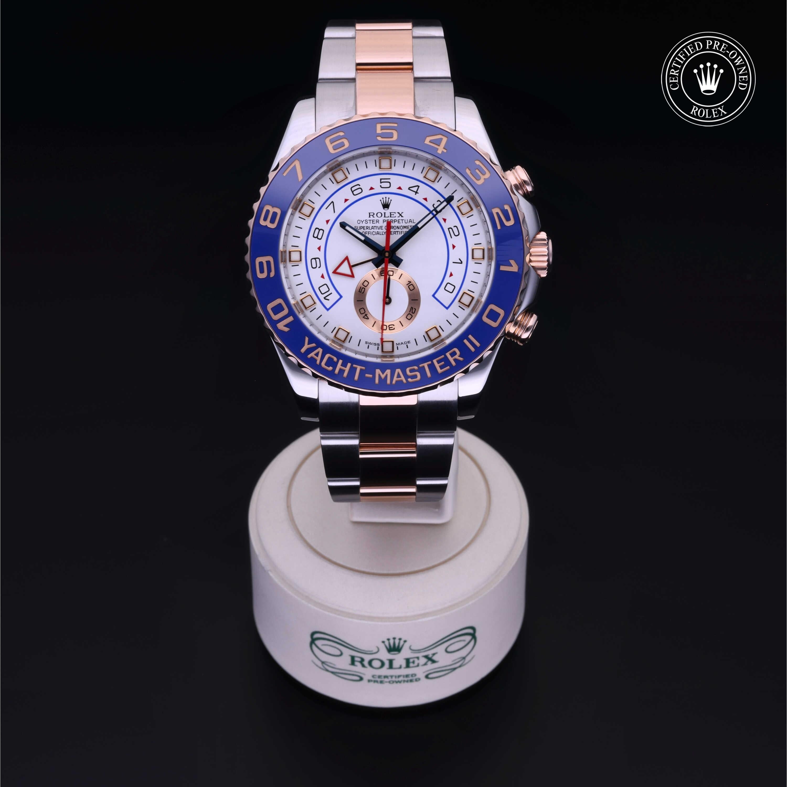 Rolex Certified Pre-owned Yacht-Master M116681-0001 front on black background