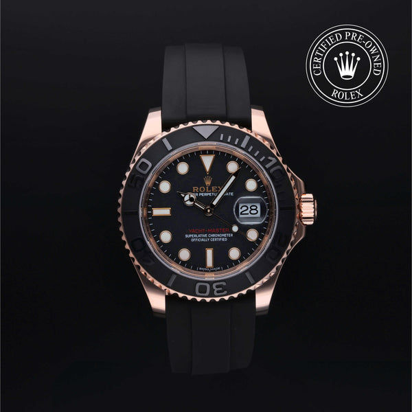 Rolex Certified Pre-owned Yacht-Master M116655-0001 front on black background