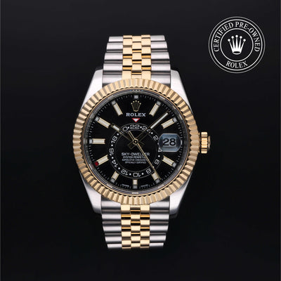 Rolex Certified Pre-owned Sky-Dweller M326933-0005 front on black background