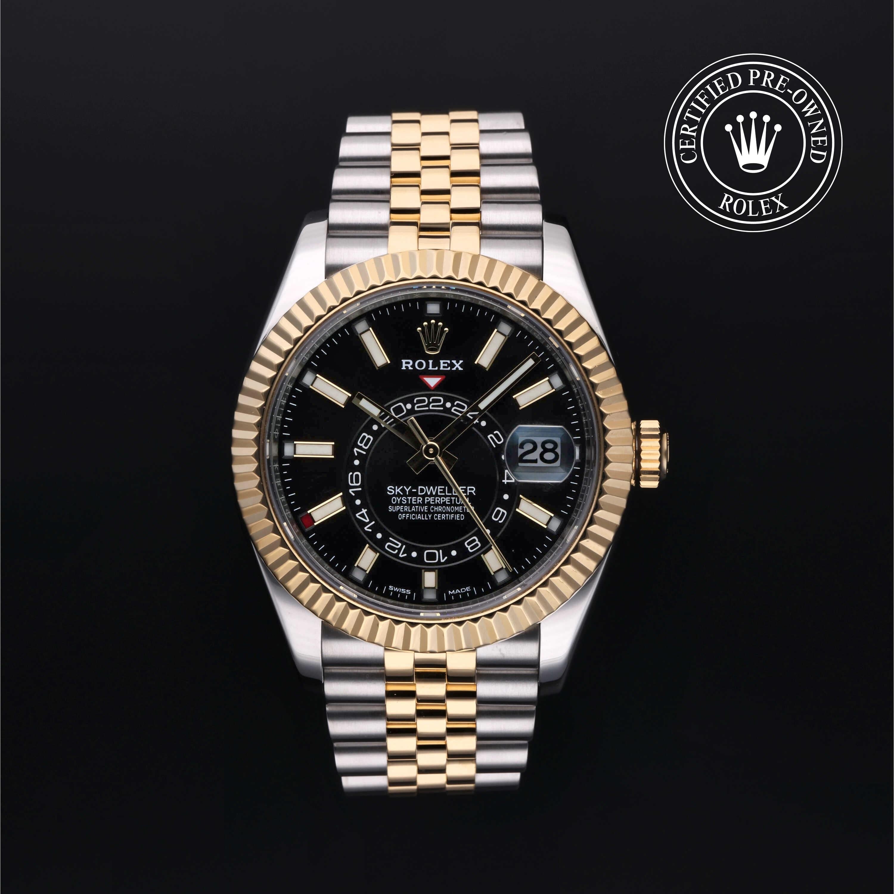 Rolex Certified Pre-owned Sky-Dweller M326933-0005 front on black background