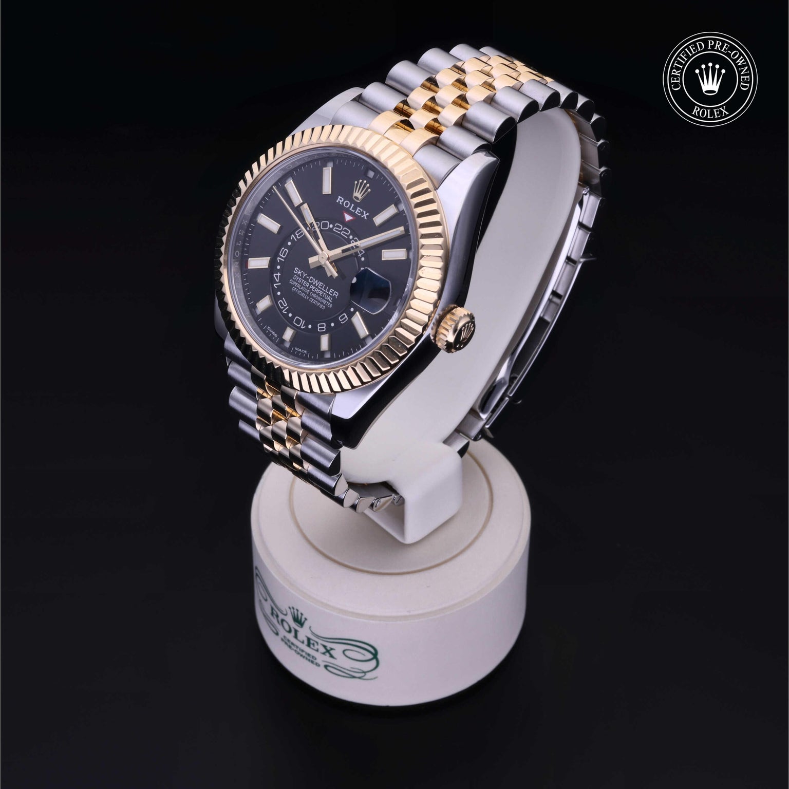 Rolex Certified Pre-owned Sky-Dweller M326933-0005 front on black background