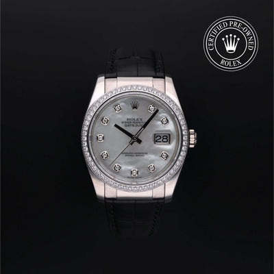 Rolex Certified Pre-owned Datejust M116189-0026 front on black background