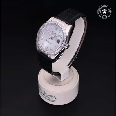 Rolex Certified Pre-owned Datejust M116189-0026 front on black background